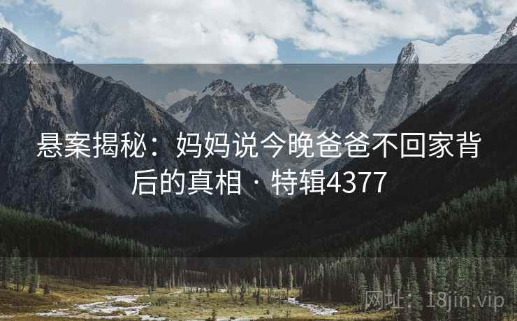 悬案揭秘:妈妈说今晚爸爸不回家背后的真相 · 特辑4377 悬案揭秘:妈妈说今晚爸爸不回家背后的真相 · 特辑4377